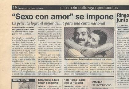 Sexo con Amor - Publimetro 01-04-2003